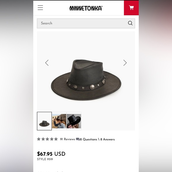 Minnetonka Buffalo Nickel Hat Black Womens Medium - Picture 10 of 11